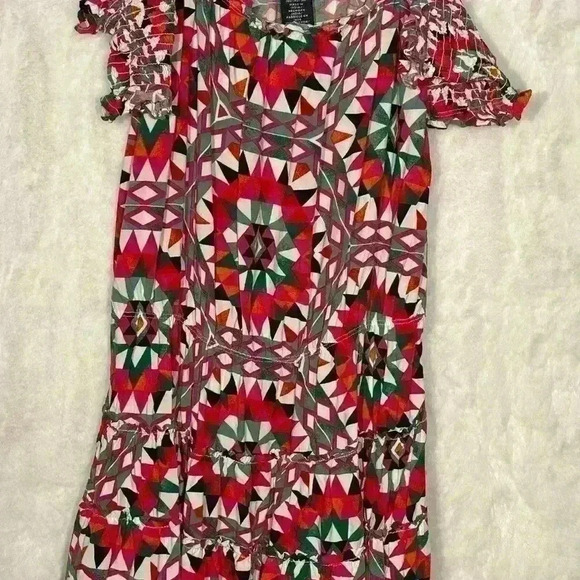 Wrangler Retro Off Shoulder Geo Pattern Western Festival Aztec Flow Dress - Picture 4 of 8